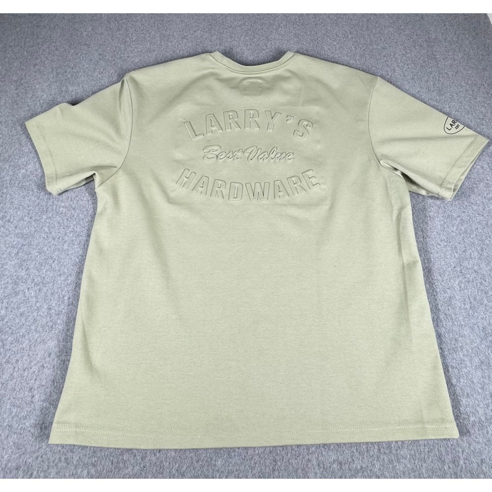 Lark & Owl Speed Shop T-Shirt Mens L Green Embossed Moto Boxy Tee